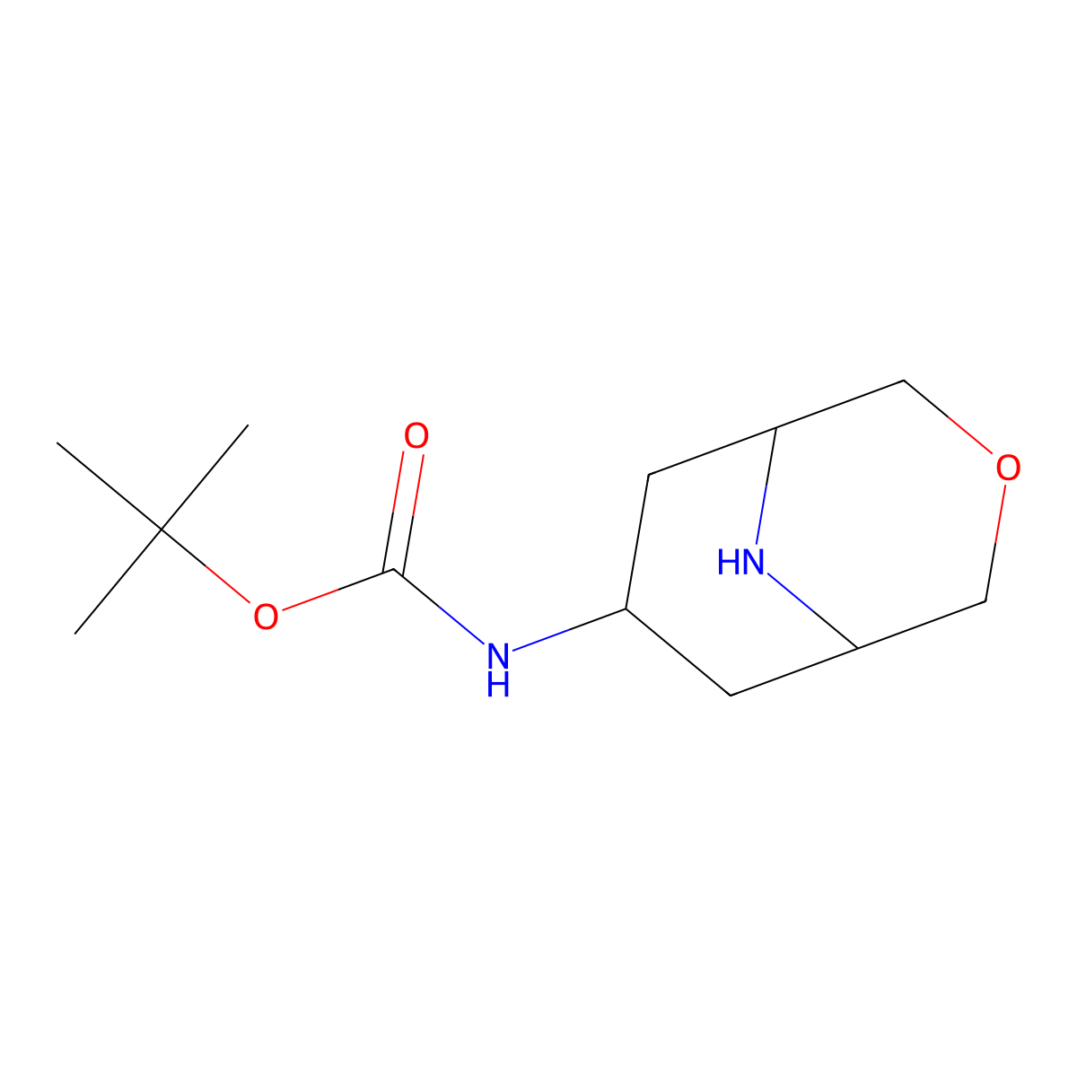 tert-Butyl 3-oxa-9-azabicyclo[3.3.1]nonan-7-ylcarbamate molecular structure, CAS 198211-13-1