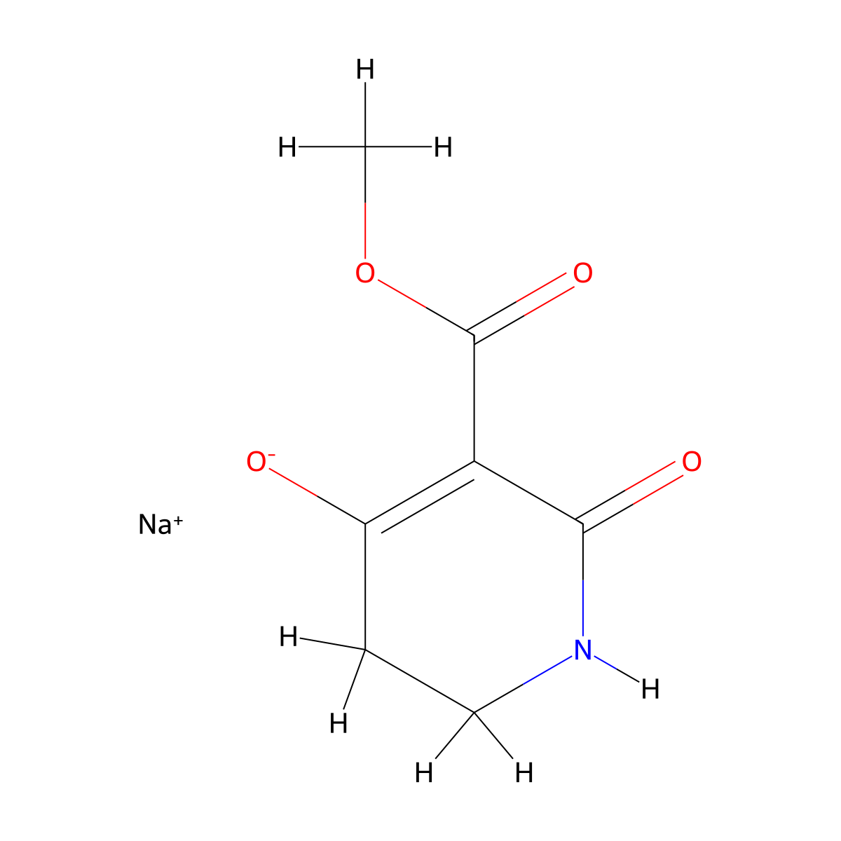 Sodium 5-(methoxycarbonyl)-6-oxo-1,2,3,6-tetrahydropyridin-4-olate molecular structure, CAS 198213-15-9
