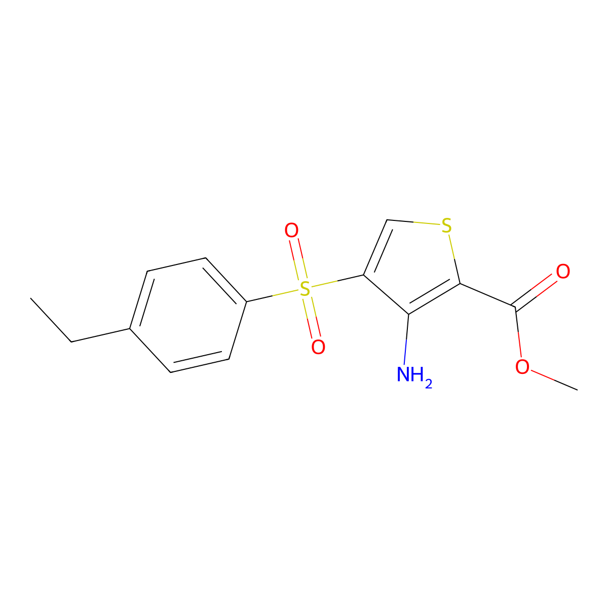 Methyl 3-amino-4-[(4-ethylphenyl)sulfonyl]thiophene-2-carboxylate molecular structure, CAS 1982158-72-4