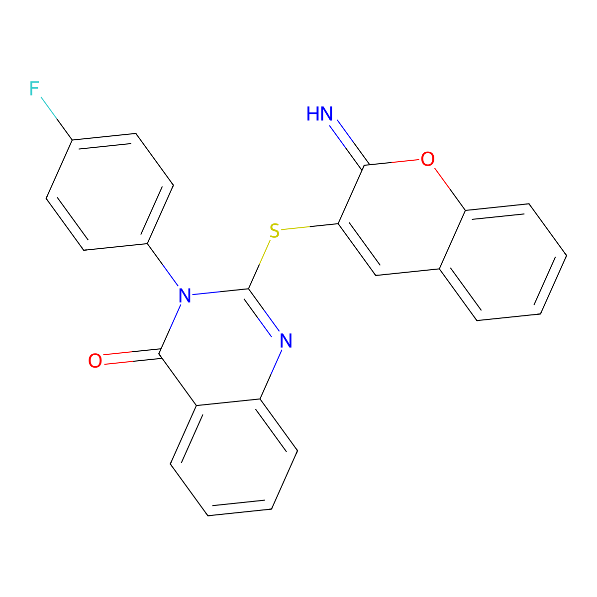 3-(4-fluorophenyl)-2-[(2-imino-2H-chromen-3-yl)thio]quinazolin-4(3H)-one molecular structure, CAS 1982159-14-7