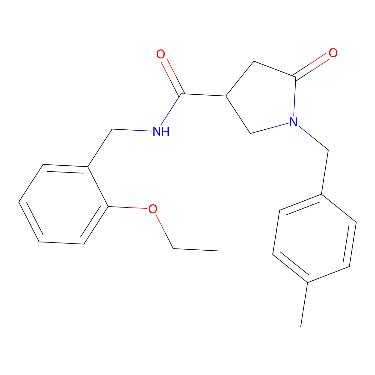 N-(2-ethoxybenzyl)-1-(4-methylbenzyl)-5-oxopyrrolidine-3-carboxamide molecular structure, CAS 1982159-29-4