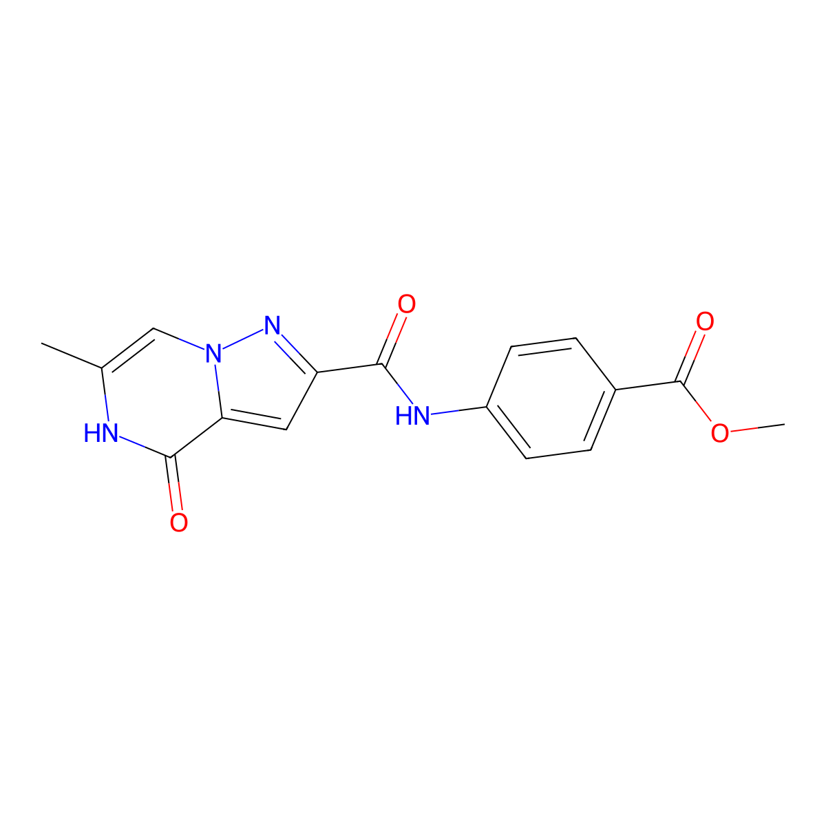 Methyl 4-{[(6-methyl-4-oxo-4,5-dihydropyrazolo[1,5-a]pyrazin-2-yl)carbonyl]amino}benzoate molecular structure, CAS 1982159-42-1
