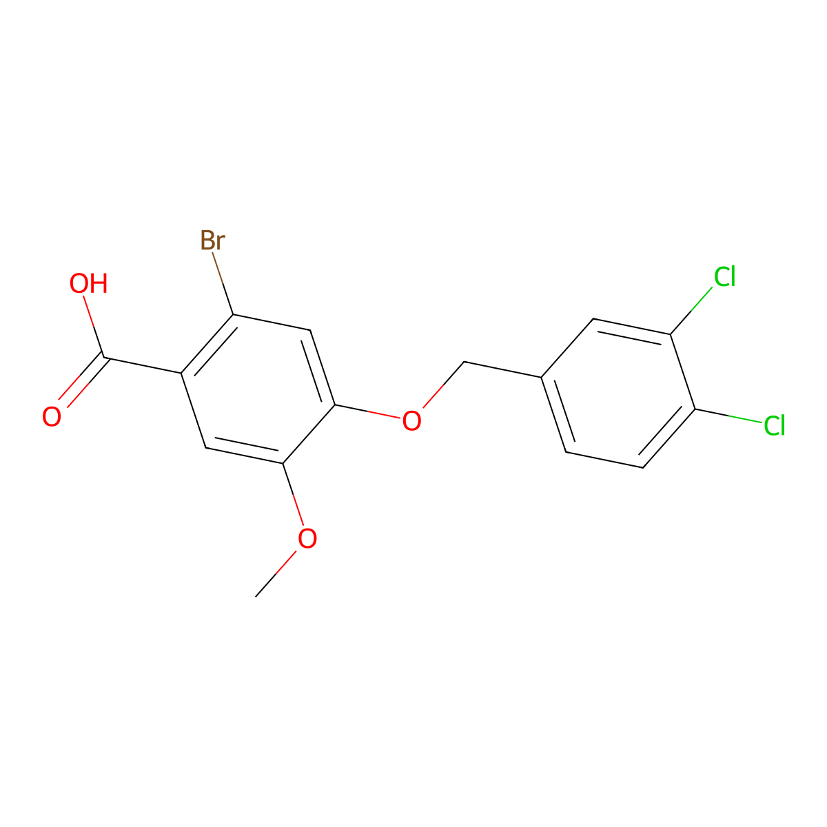 2-Bromo-4-[(3,4-dichlorobenzyl)oxy]-5-methoxybenzoic acid molecular structure, CAS 1982160-73-5