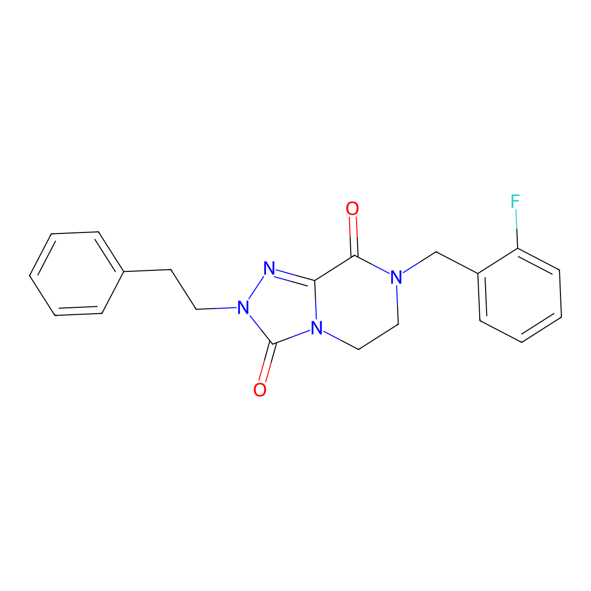 7-(2-fluorobenzyl)-2-(2-phenylethyl)-6,7-dihydro[1,2,4]triazolo[4,3-a]pyrazine-3,8(2H,5H)-dione molecular structure, CAS 1982187-50-7