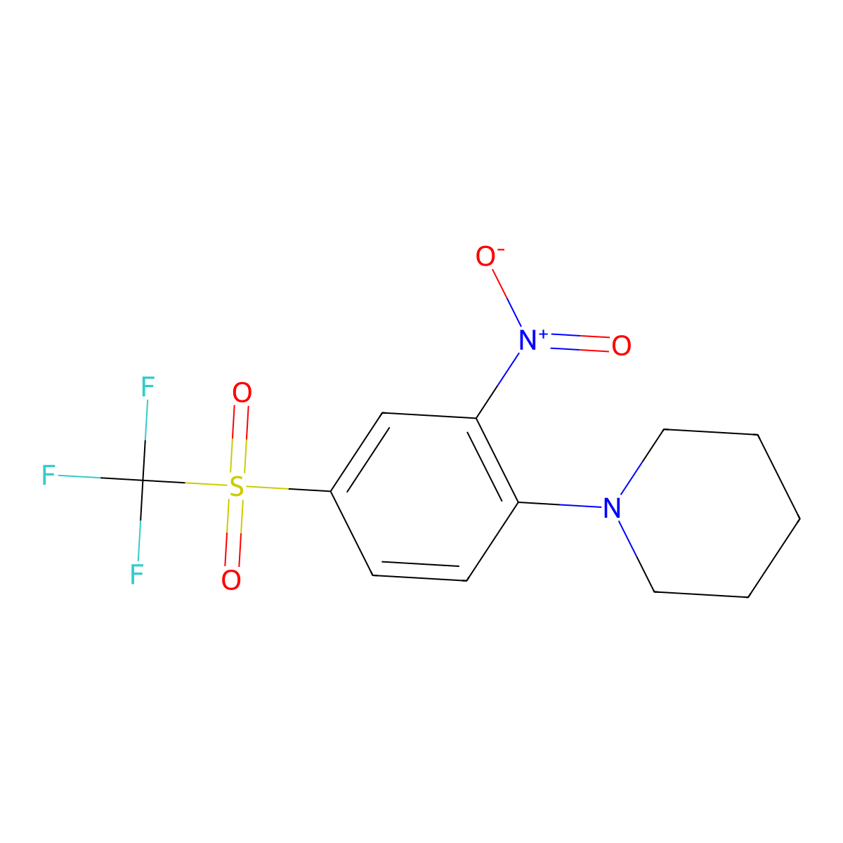 Piperidine, 1-[2-nitro-4-[(trifluoromethyl)sulfonyl]phenyl]- molecular structure, CAS 19822-27-6