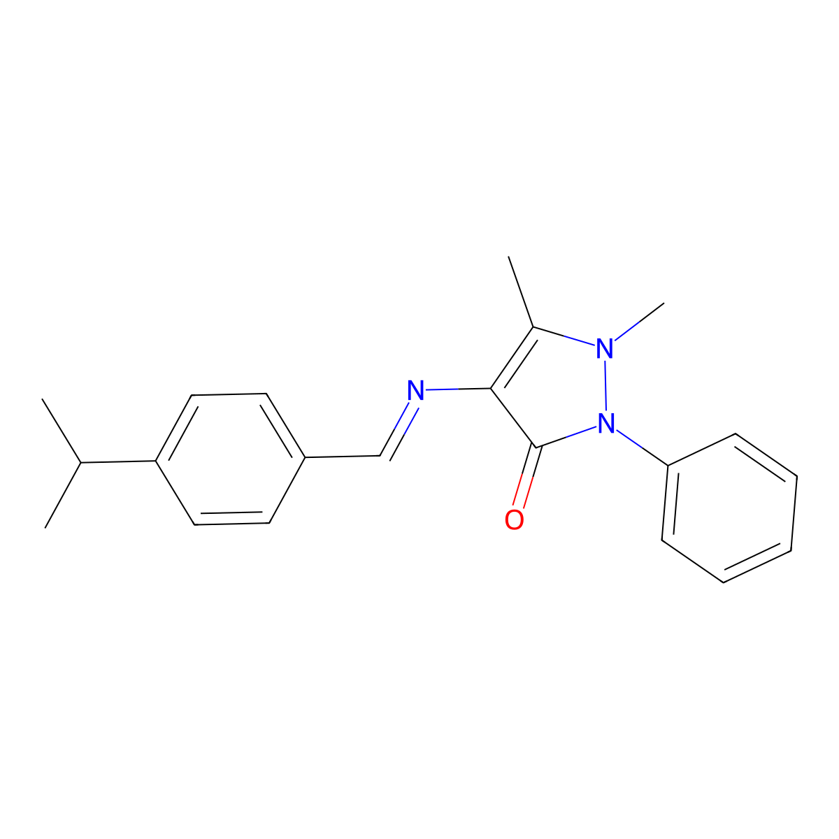4-{[(E)-(4-isopropylphenyl)methylidene]amino}-1,5-dimethyl-2-phenyl-1,2-dihydro-3H-pyrazol-3-one molecular structure, CAS 198220-47-2