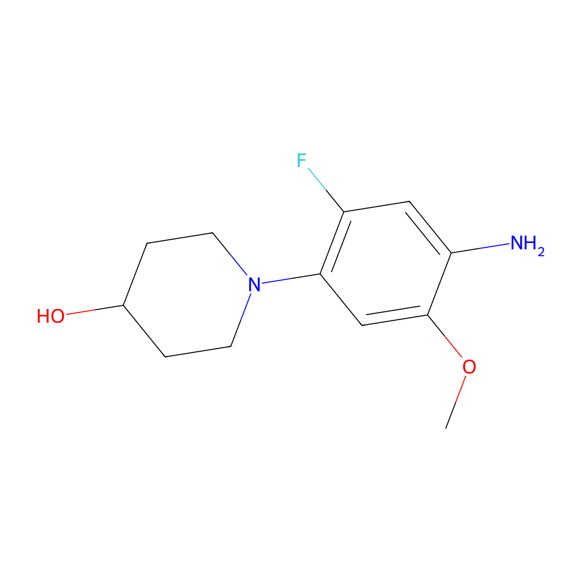 4-Piperidinol, 1-(4-amino-2-fluoro-5-methoxyphenyl)- molecular structure, CAS 1982223-90-4