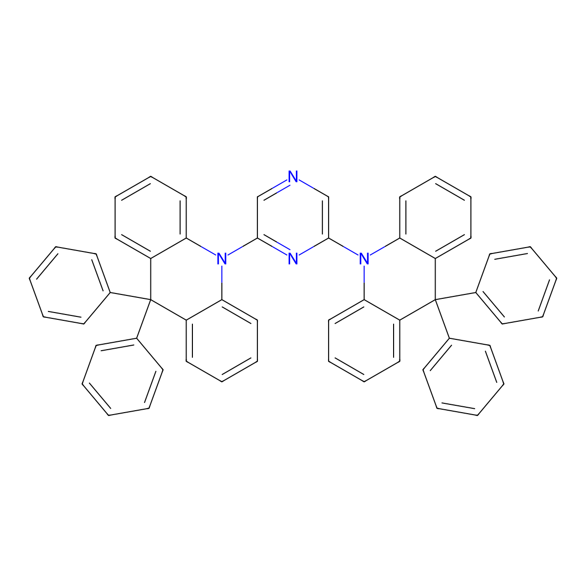 2,6-Bis(9,9-diphenylacridin-10(9H)-yl)pyrazine molecular structure, CAS 1982316-90-4