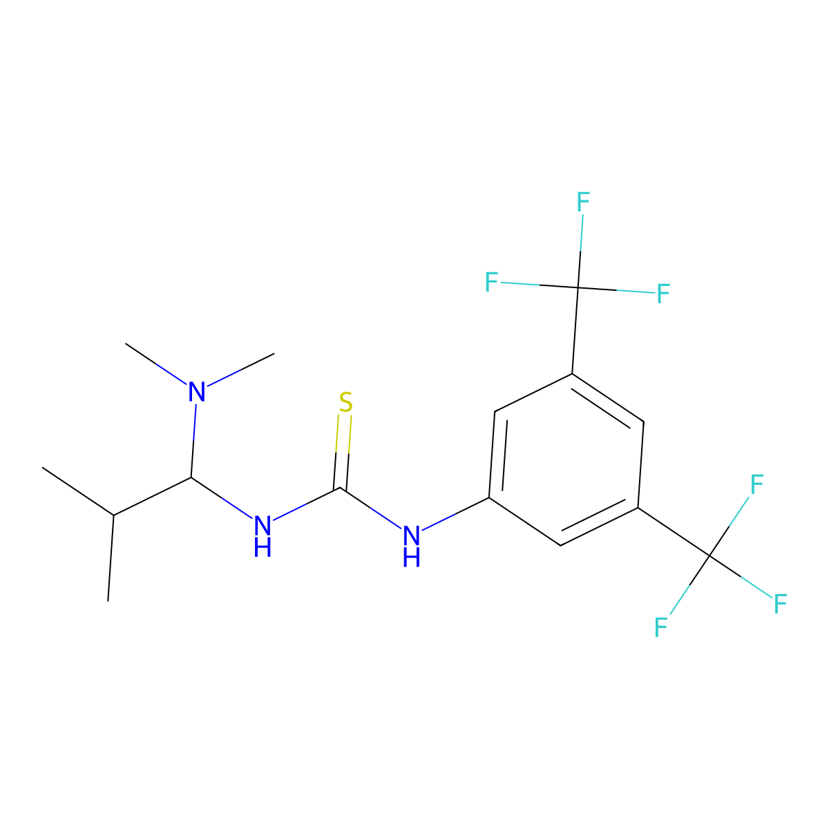 (S)-1-(3,5-Bis(trifluoromethyl)phenyl)-3-(1-(dimethylamino)-2-methylpropyl)thiourea molecular structure, CAS 1982356-24-0