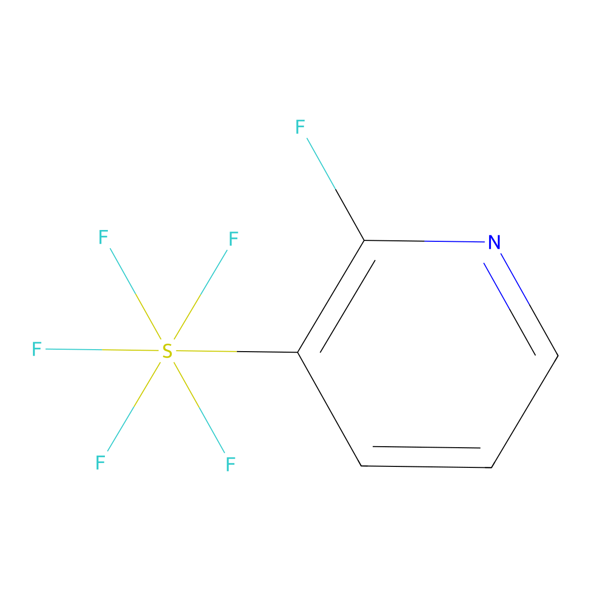 2-Fluoro-3-(pentafluoro-lambda6-sulfanyl)pyridine molecular structure, CAS 1982380-84-6