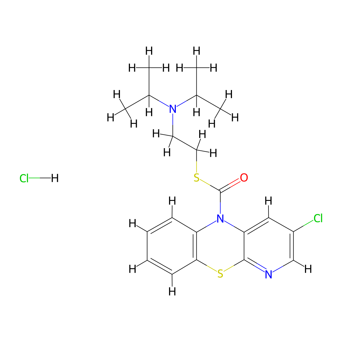 10H-Pyrido(3,2-b)(1,4)benzothiazine-10-carbothioic acid, 3-chloro-, S-(2-(diisopropylamino)ethyl) ester, hydrochloride molecular structure, CAS 19825-16-2