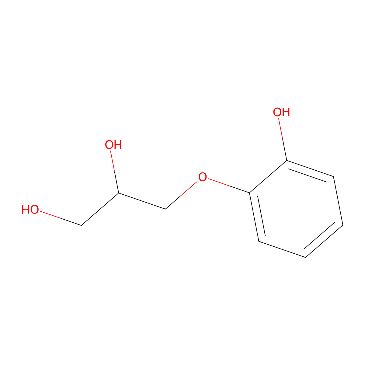 3-(2-Hydroxyphenoxy)propane-1,2-diol molecular structure, CAS 19826-87-0