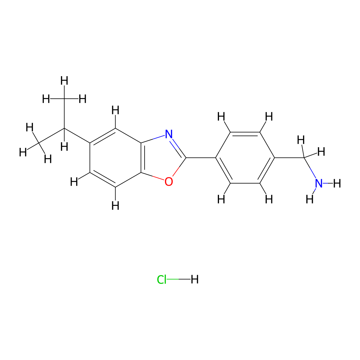 [4-(5-Isopropyl-1,3-benzoxazol-2-yl)benzyl]amine hydrochloride molecular structure, CAS 1982608-63-8
