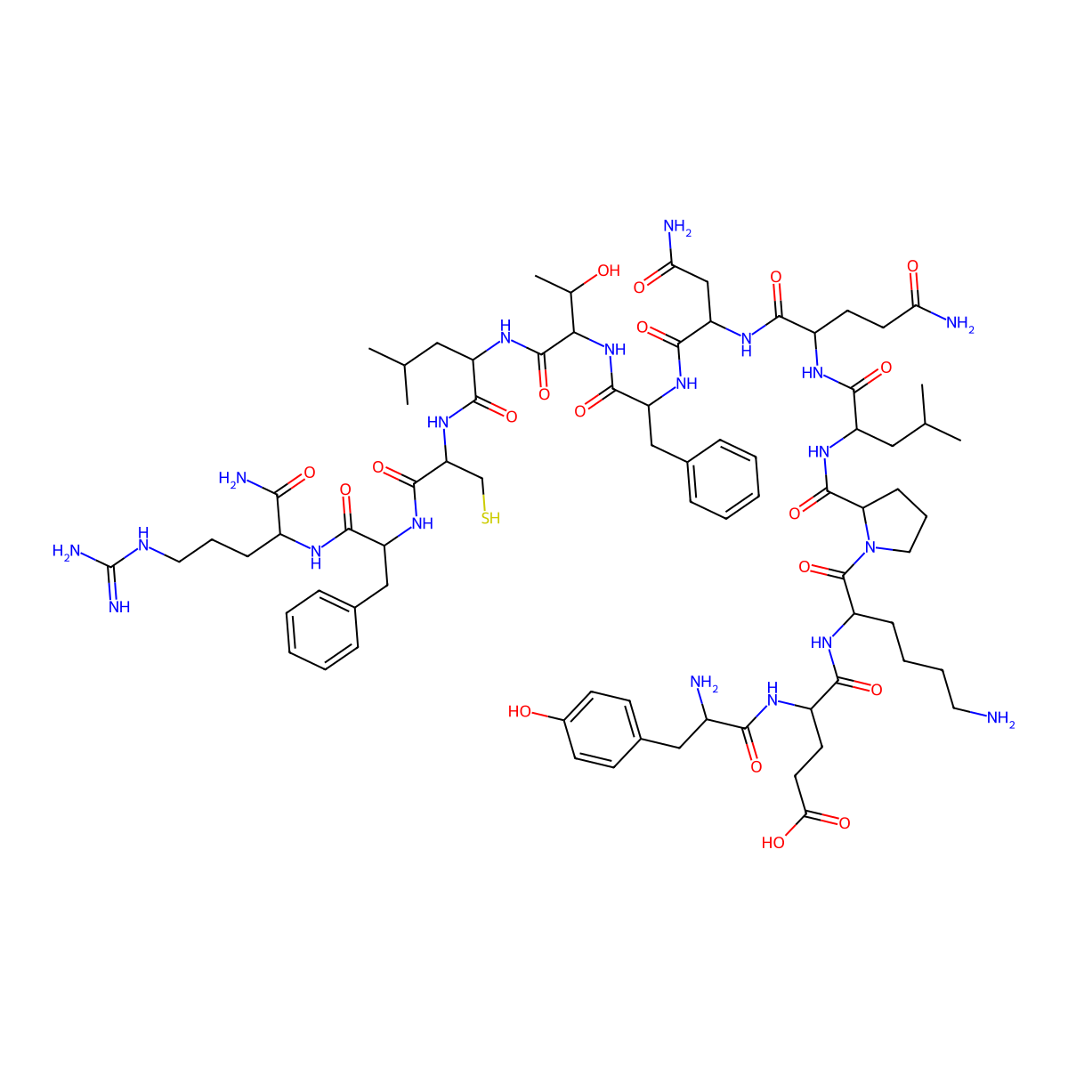 H-Tyr-Glu-Lys-Pro-Leu-Gln-Asn-Phe-Thr-Leu-Cys-Phe-Arg-NH2 molecular structure, CAS 198268-71-2
