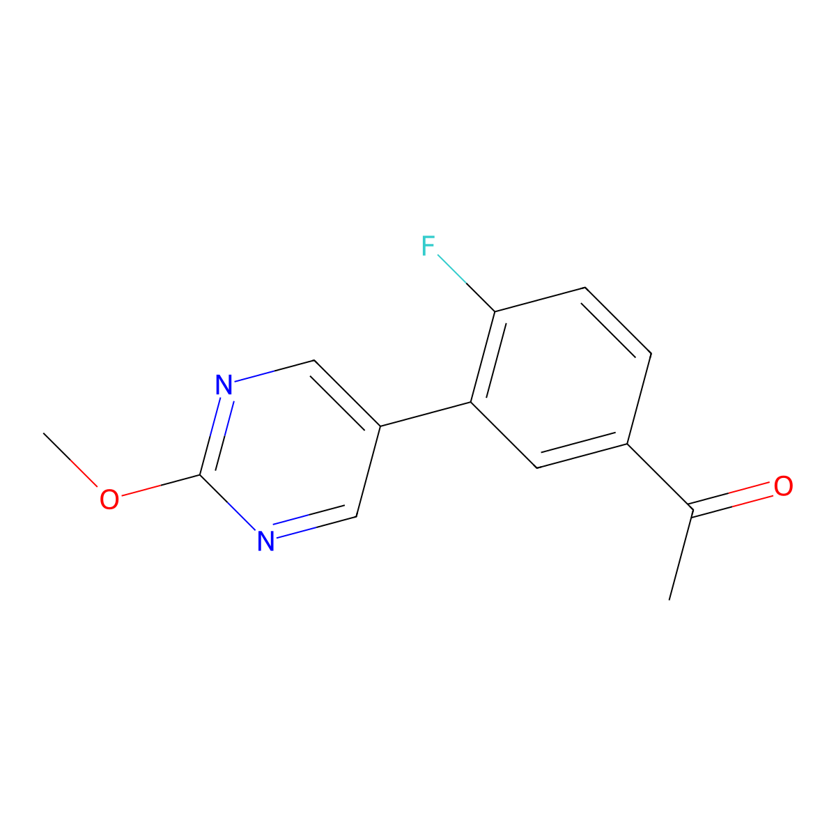 1-(4-Fluoro-3-(2-methoxypyrimidin-5-yl)phenyl)ethanone molecular structure, CAS 1982708-35-9