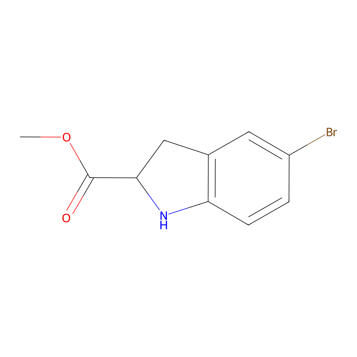 Methyl 5-bromoindoline-2-carboxylate molecular structure, CAS 198276-95-8