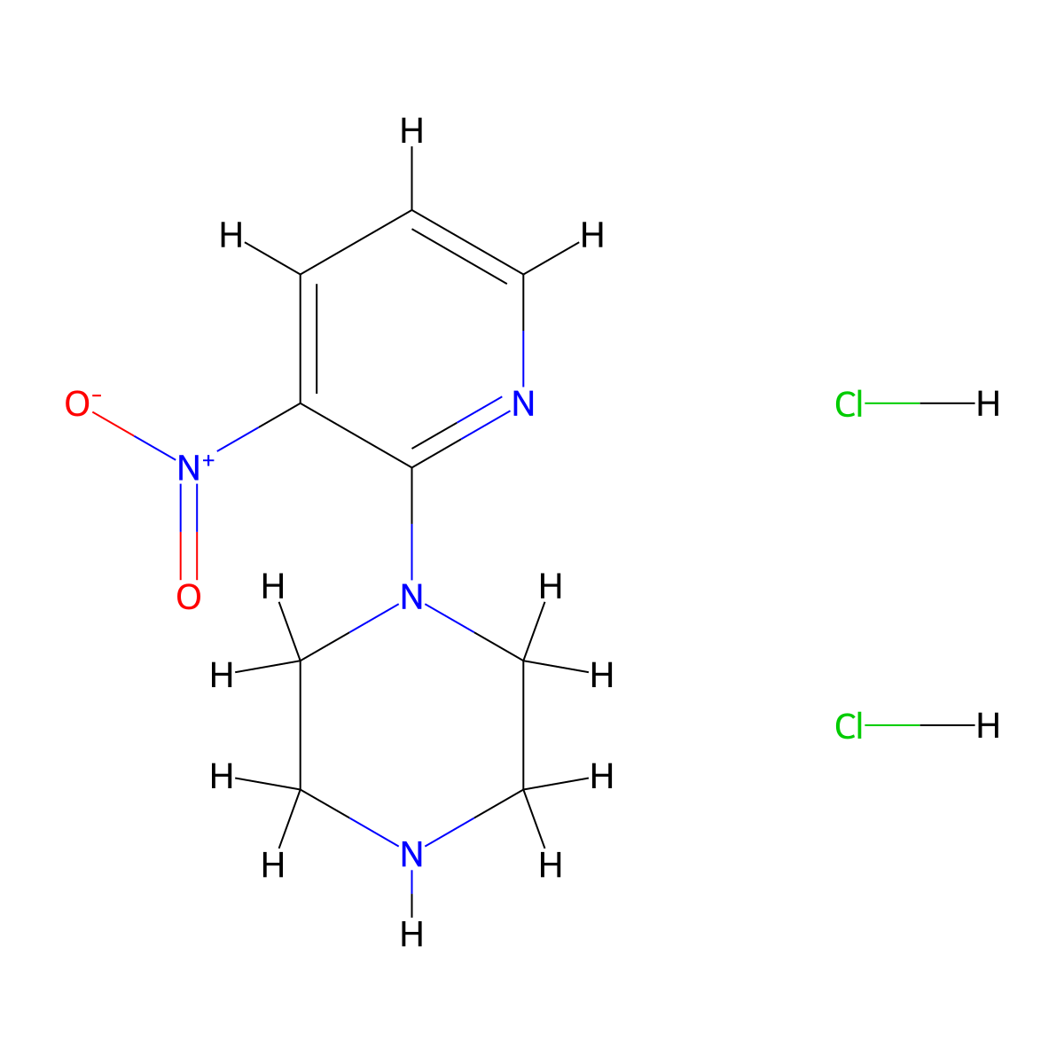 1-(3-Nitropyridin-2-yl)piperazine dihydrochloride molecular structure, CAS 1982760-66-6