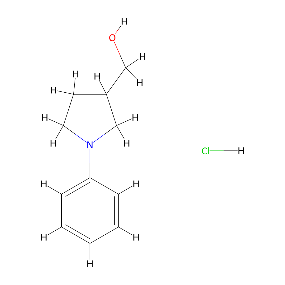 (1-Phenylpyrrolidin-3-yl)methanol hydrochloride molecular structure, CAS 1982760-79-1