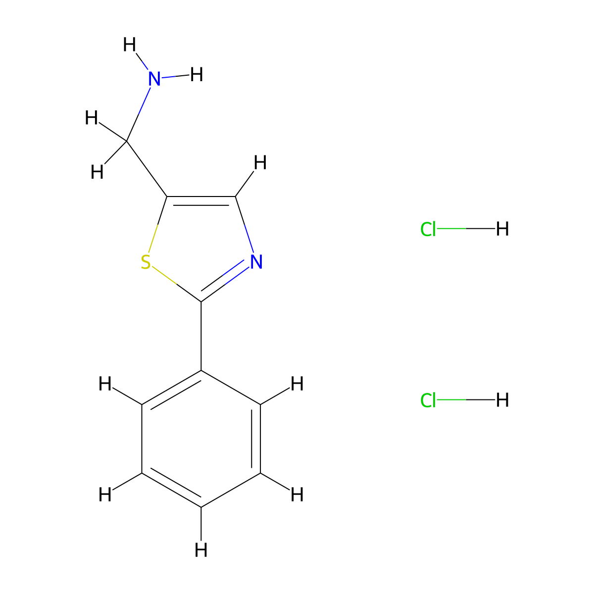 [(2-Phenyl-1,3-thiazol-5-yl)methyl]amine dihydrochloride molecular structure, CAS 1982760-86-0
