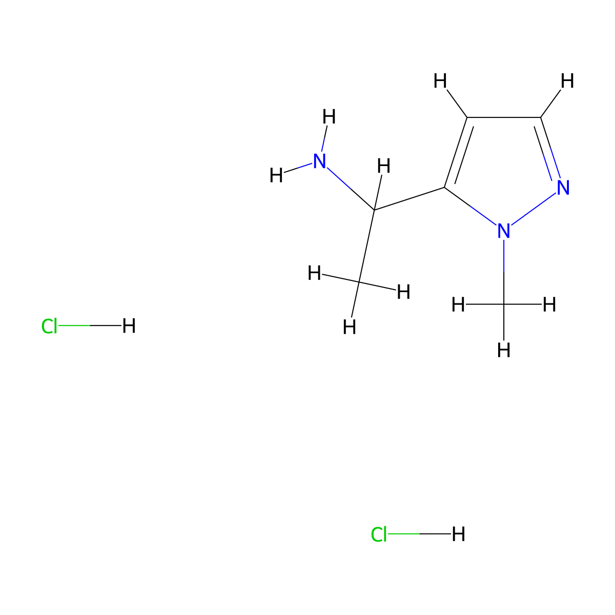 [1-(1-methyl-1H-pyrazol-5-yl)ethyl]amine dihydrochloride molecular structure, CAS 1982760-89-3