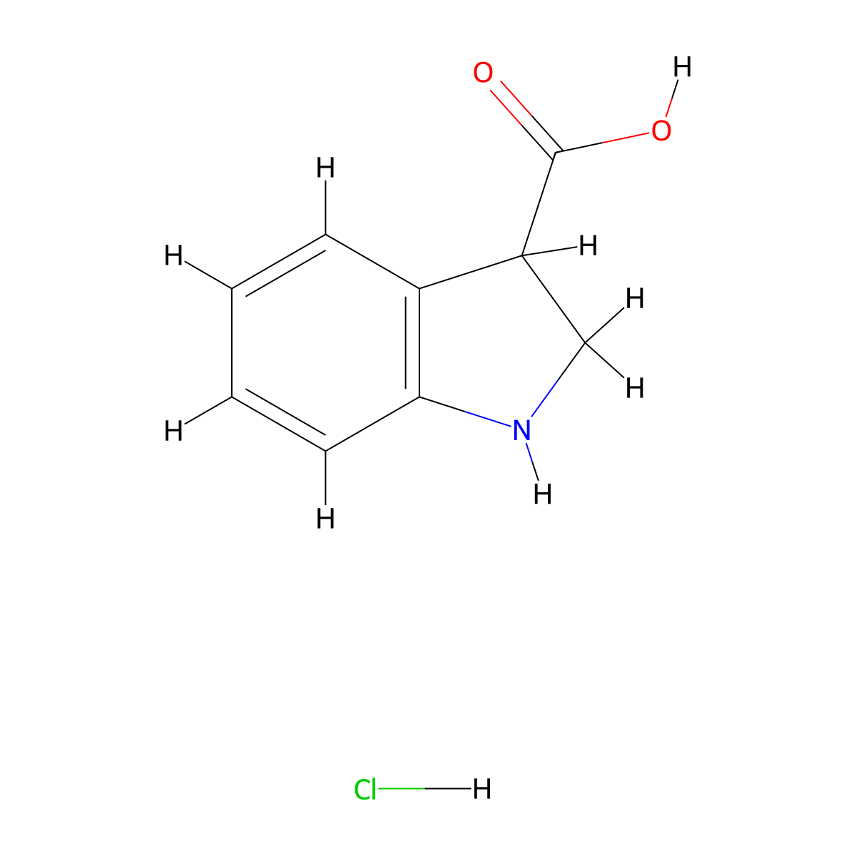 2,3-dihydro-1H-indole-3-carboxylic acid hydrochloride molecular structure, CAS 1982760-98-4