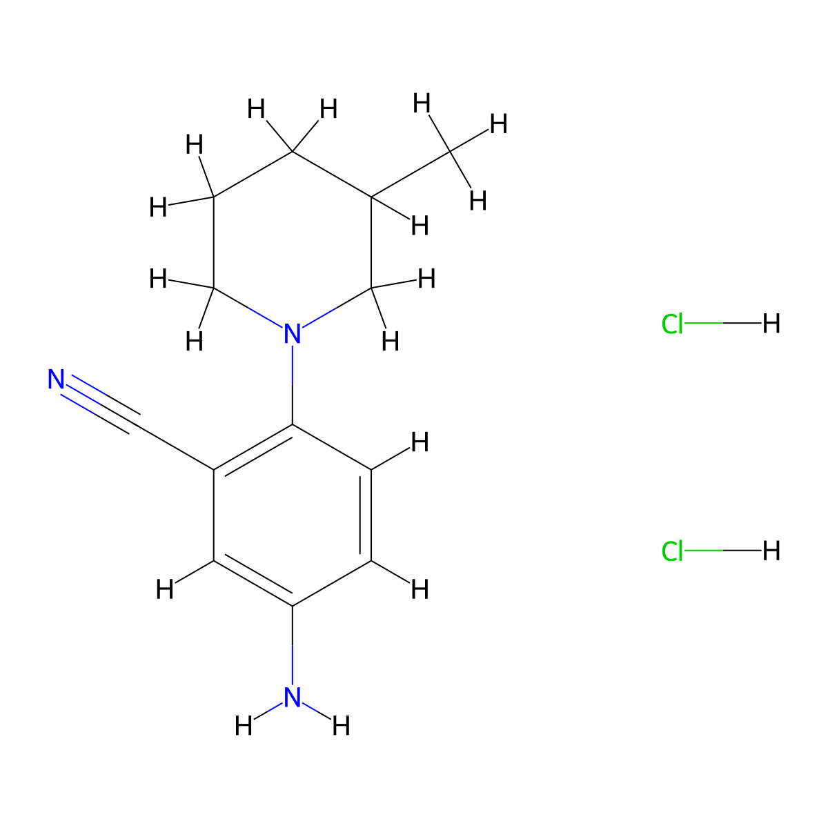 5-Amino-2-(3-methylpiperidin-1-yl)benzonitrile dihydrochloride molecular structure, CAS 1982760-99-5