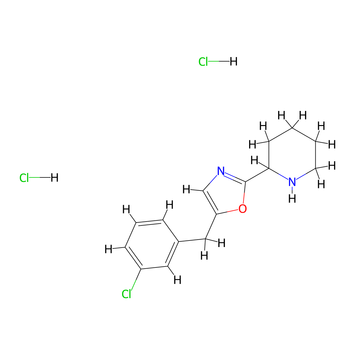 2-[5-(3-Chlorobenzyl)-1,3-oxazol-2-yl]piperidine dihydrochloride molecular structure, CAS 1982761-12-5