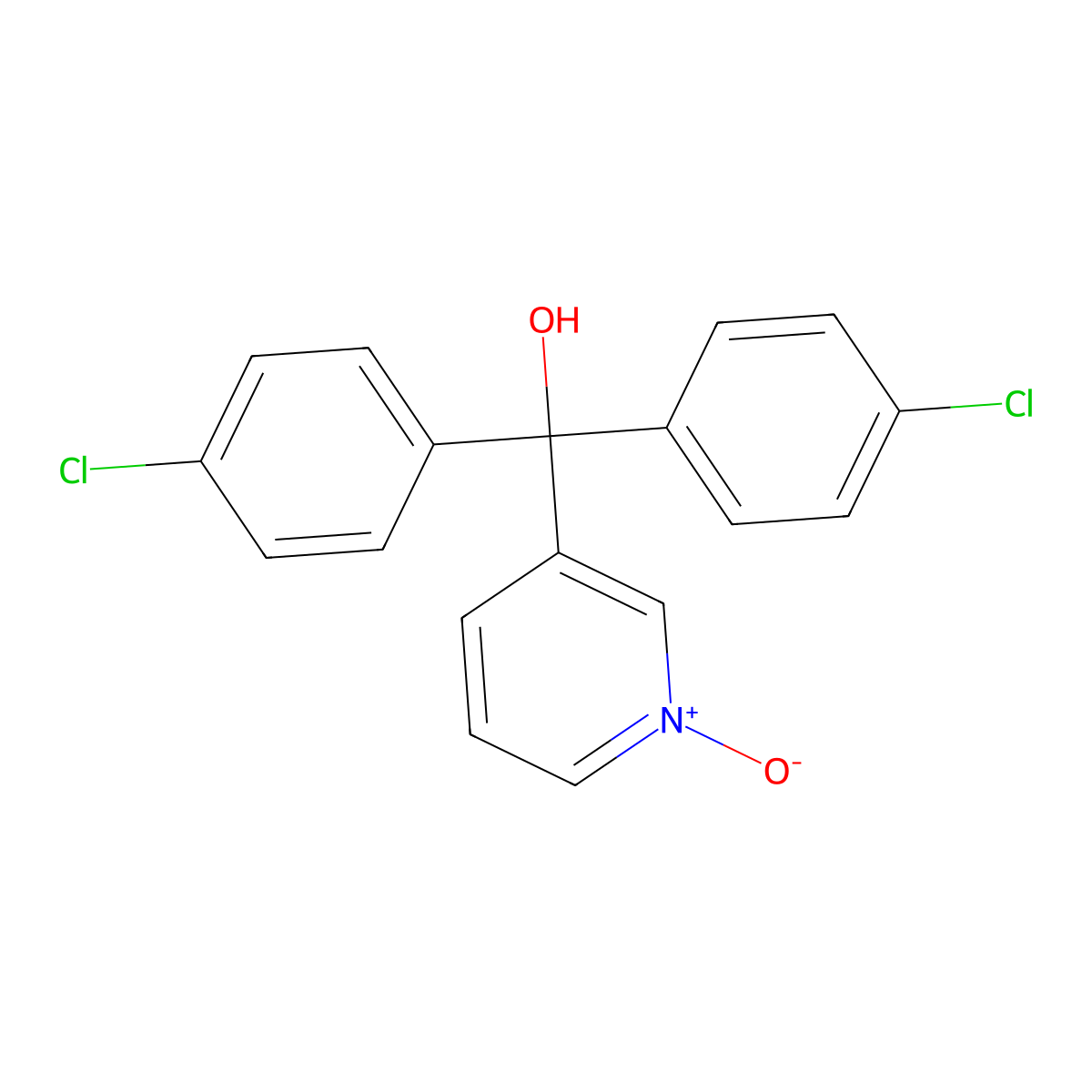 Bis(4-chlorophenyl)-(1-oxidopyridin-1-ium-3-yl)methanol molecular structure, CAS 19828-10-5
