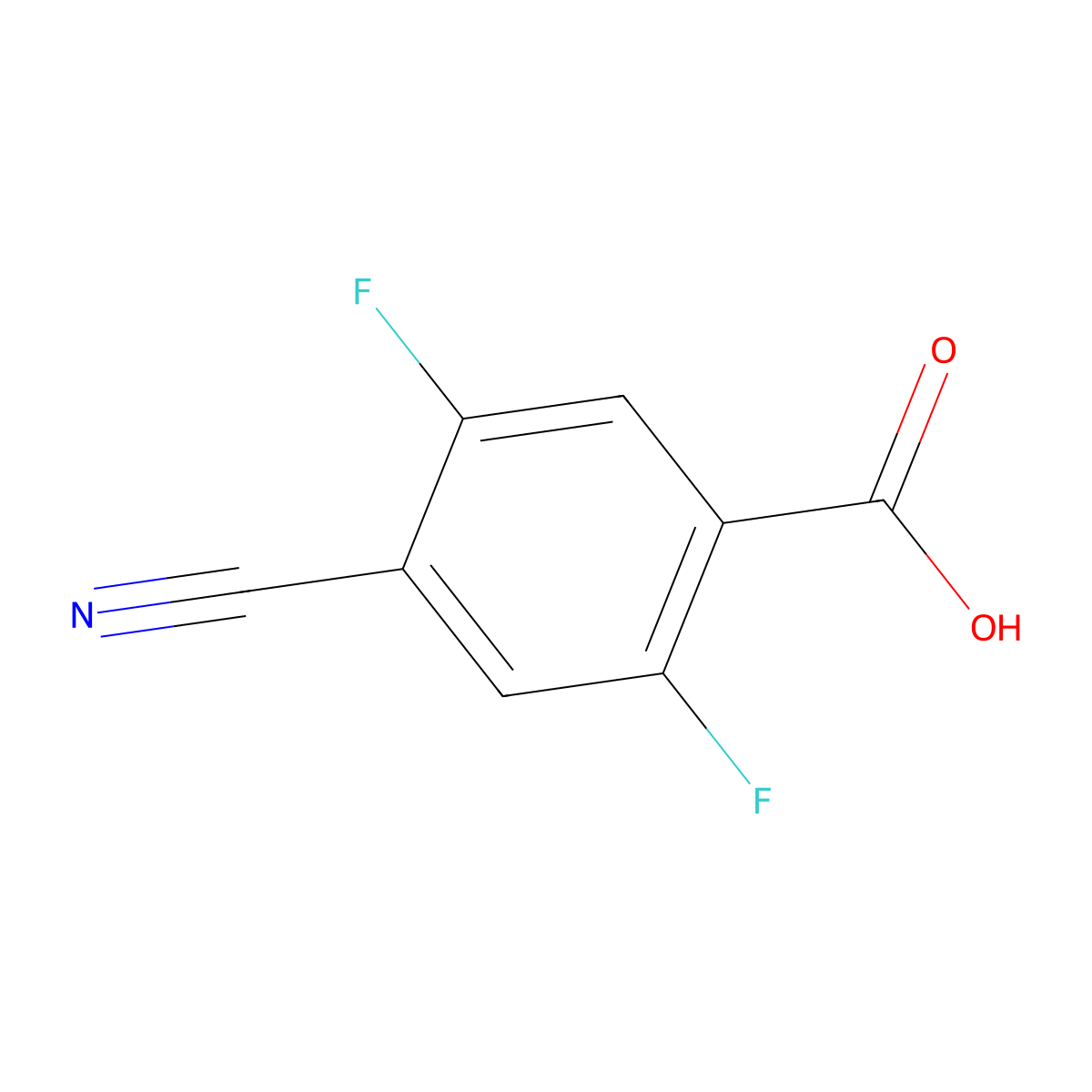 4-Cyano-2,5-difluorobenzoic acid molecular structure, CAS 198280-48-7