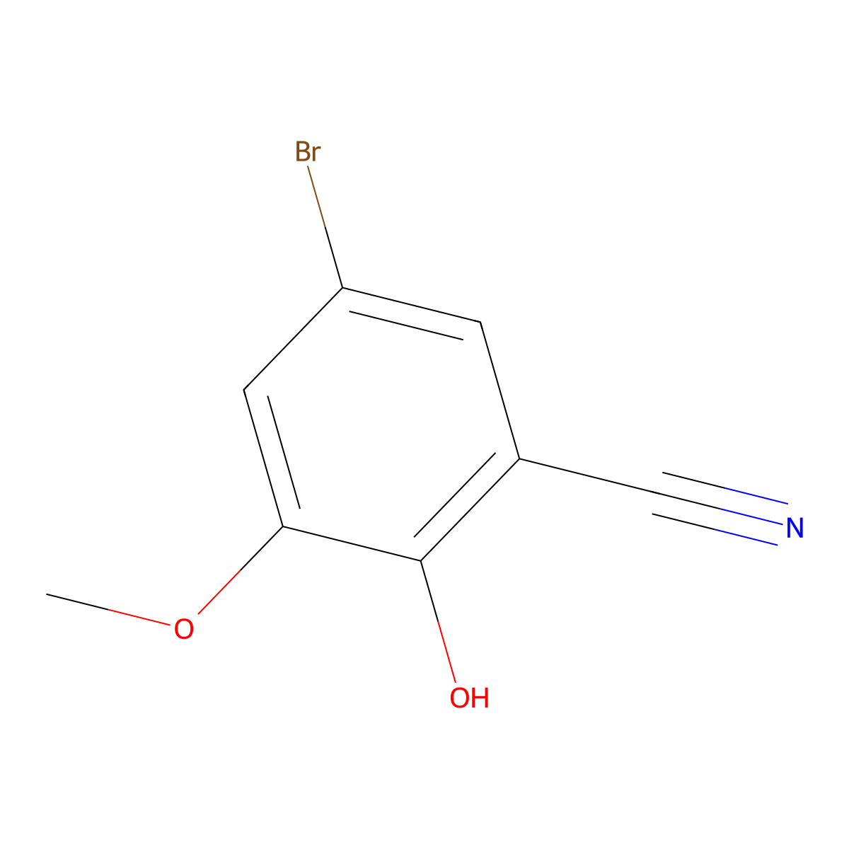 5-Bromo-2-hydroxy-3-methoxybenzonitrile molecular structure, CAS 198280-95-4