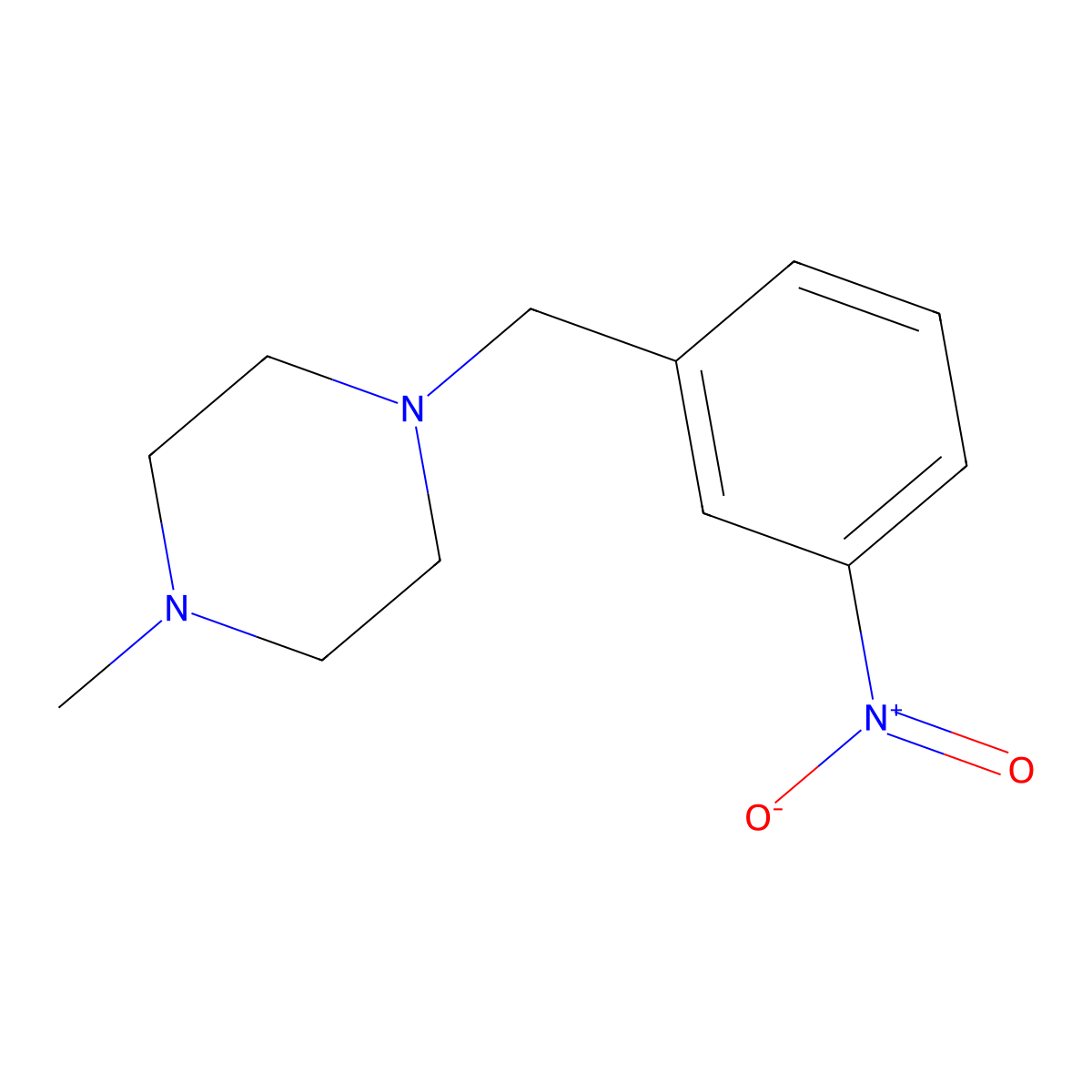 1-Methyl-4-(3-nitrobenzyl)piperazine molecular structure, CAS 198281-54-8