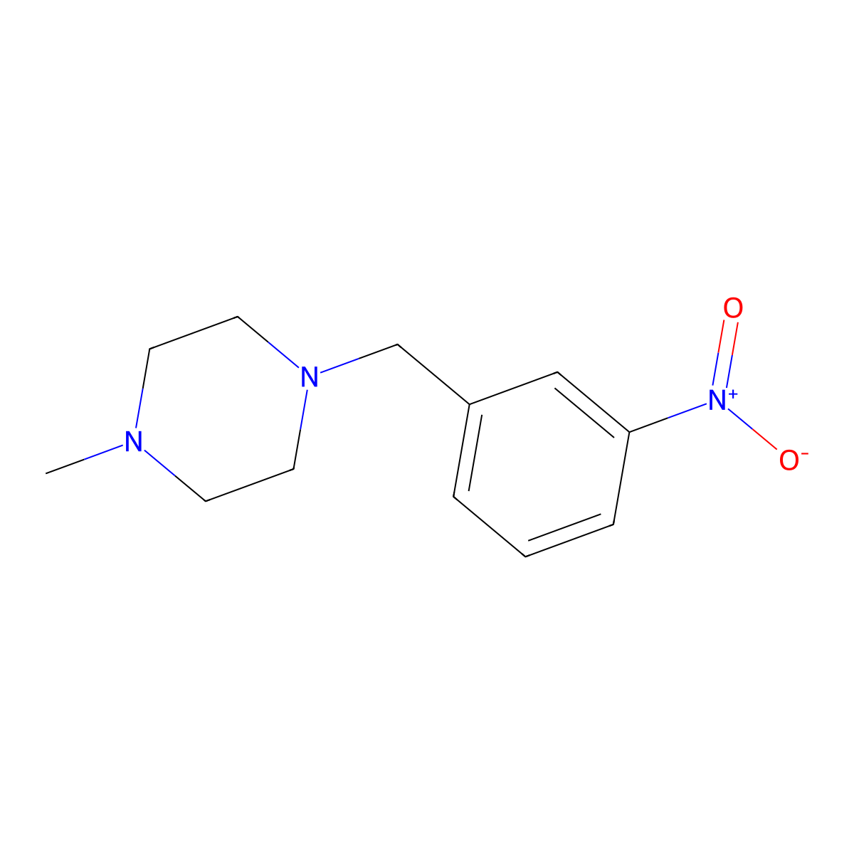 1-Methyl-4-(3-nitrobenzyl)piperazine molecular structure, CAS 198281-54-8