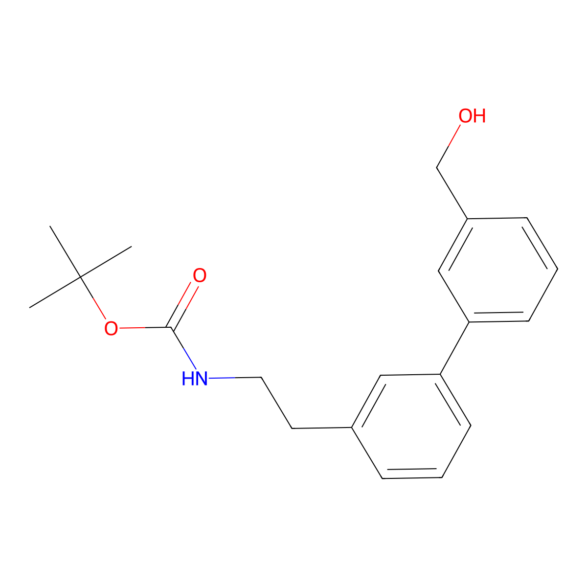 tert-Butyl (2-(3'-(hydroxymethyl)-[1,1'-biphenyl]-3-yl)ethyl)carbamate molecular structure, CAS 1982816-26-1