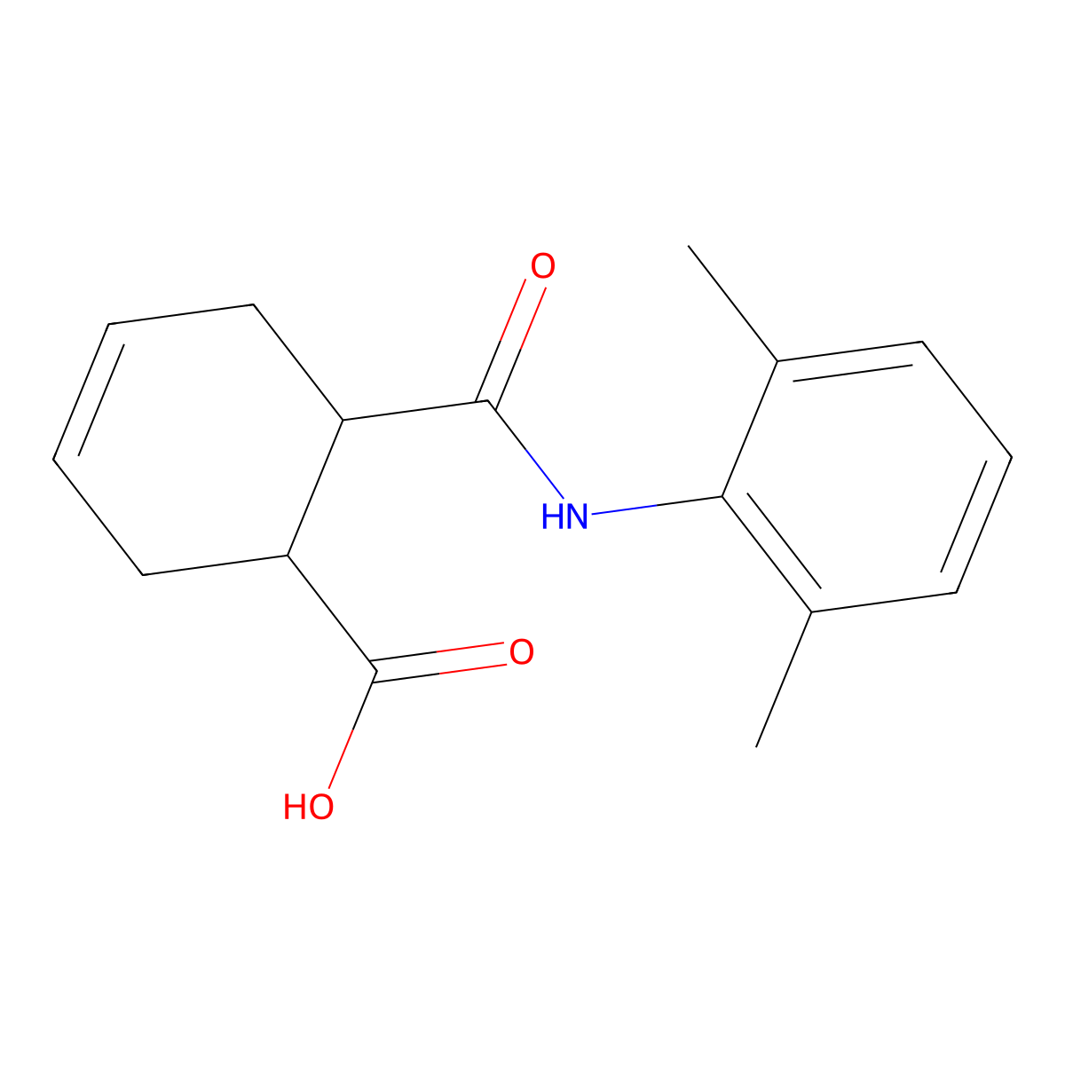 6-[(2,6-Dimethylphenyl)carbamoyl]cyclohex-3-ene-1-carboxylic acid molecular structure, CAS 198283-90-8