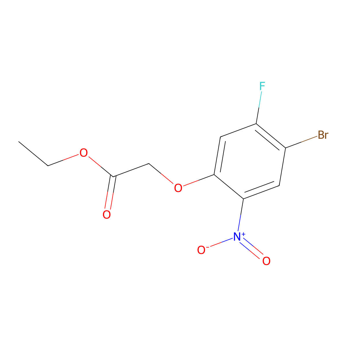 Ethyl 2-(4-bromo-5-fluoro-2-nitrophenoxy)acetate molecular structure, CAS 1982873-79-9