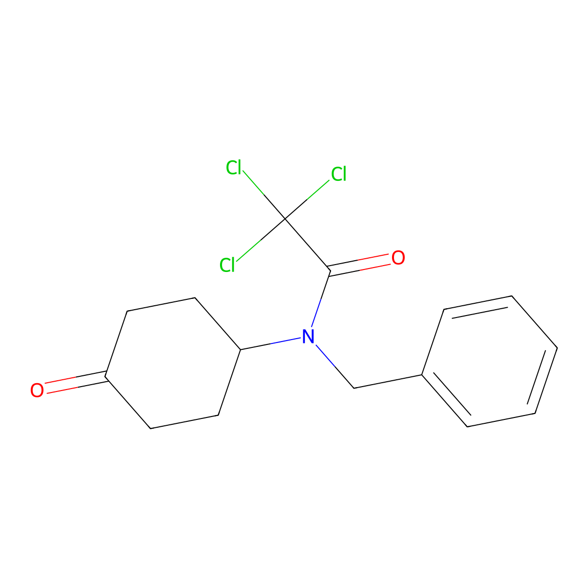 N-benzyl-2,2,2-trichloro-N-(4-oxocyclohexyl)acetamide molecular structure, CAS 198290-25-4