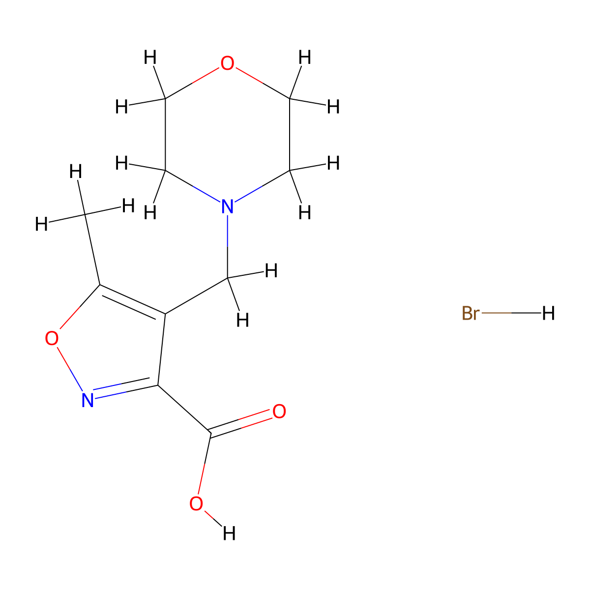 5-Methyl-4-(4-morpholinylmethyl)-3-isoxazolecarboxylic acid hydrobromide molecular structure, CAS 1982950-24-2