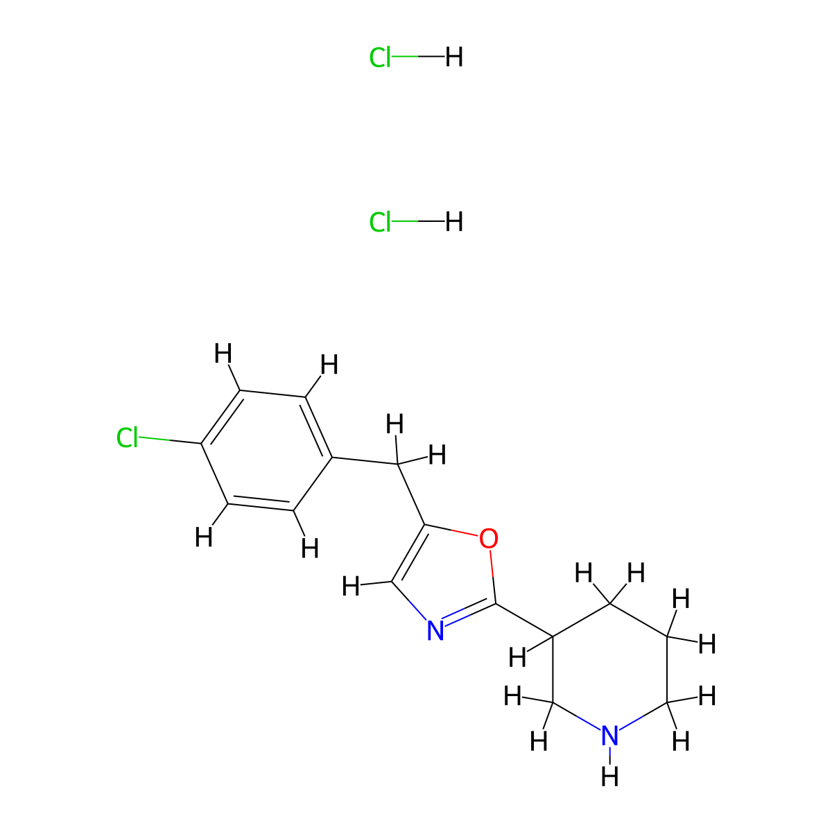 3-[5-(4-Chlorobenzyl)-1,3-oxazol-2-yl]piperidine dihydrochloride molecular structure, CAS 1982950-40-2