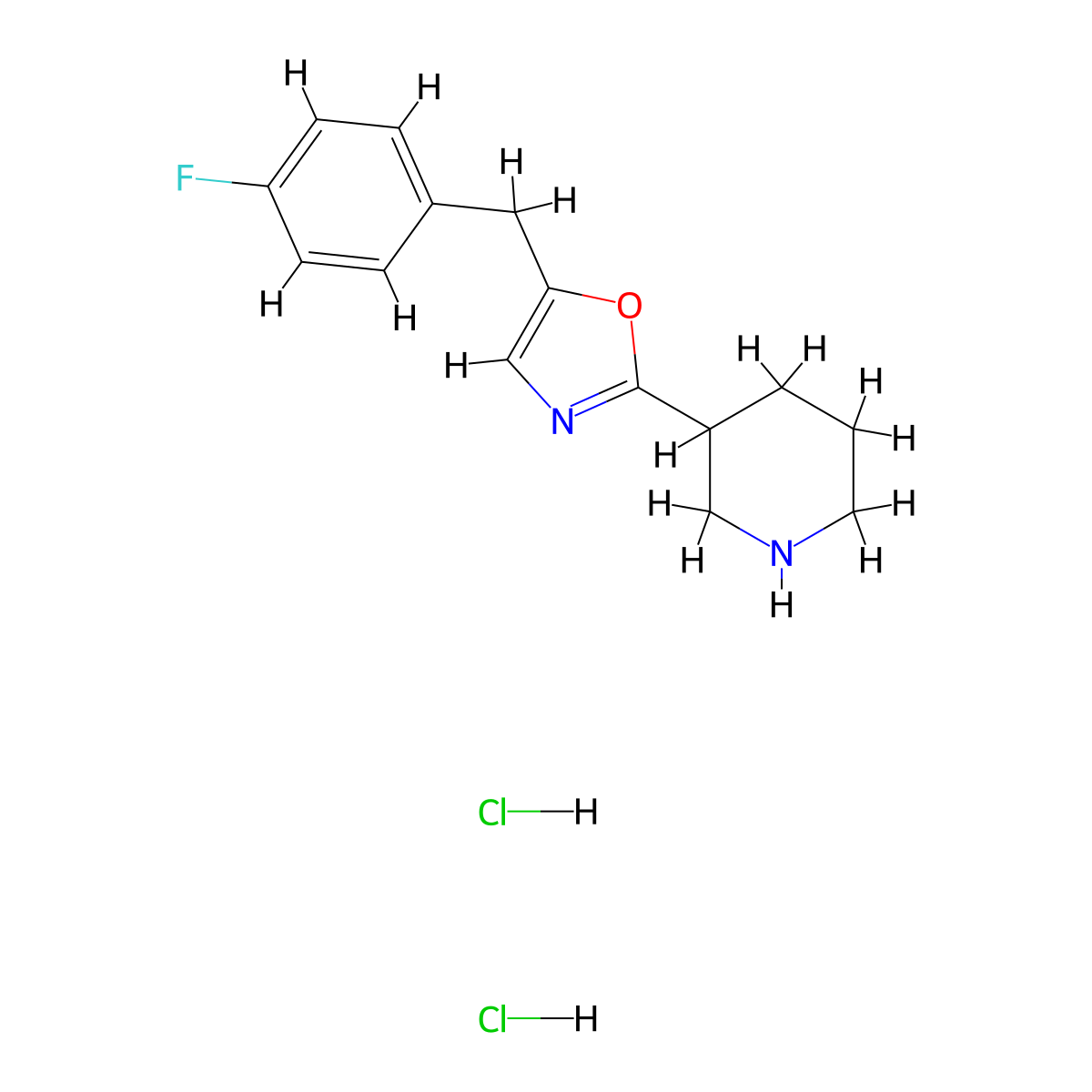 3-[5-(4-Fluorobenzyl)-1,3-oxazol-2-yl]piperidine dihydrochloride molecular structure, CAS 1982950-43-5