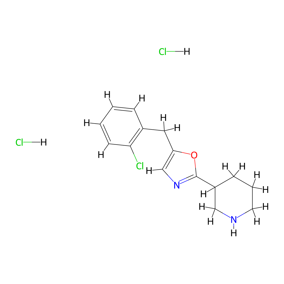 3-[5-(2-Chlorobenzyl)-1,3-oxazol-2-yl]piperidine dihydrochloride molecular structure, CAS 1982950-46-8