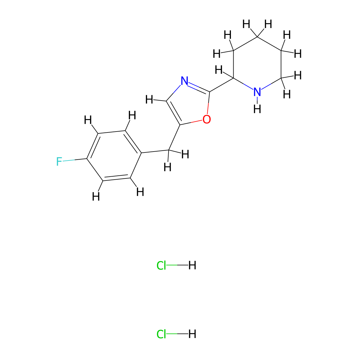2-[5-(4-Fluorobenzyl)-1,3-oxazol-2-yl]piperidine dihydrochloride molecular structure, CAS 1982950-51-5