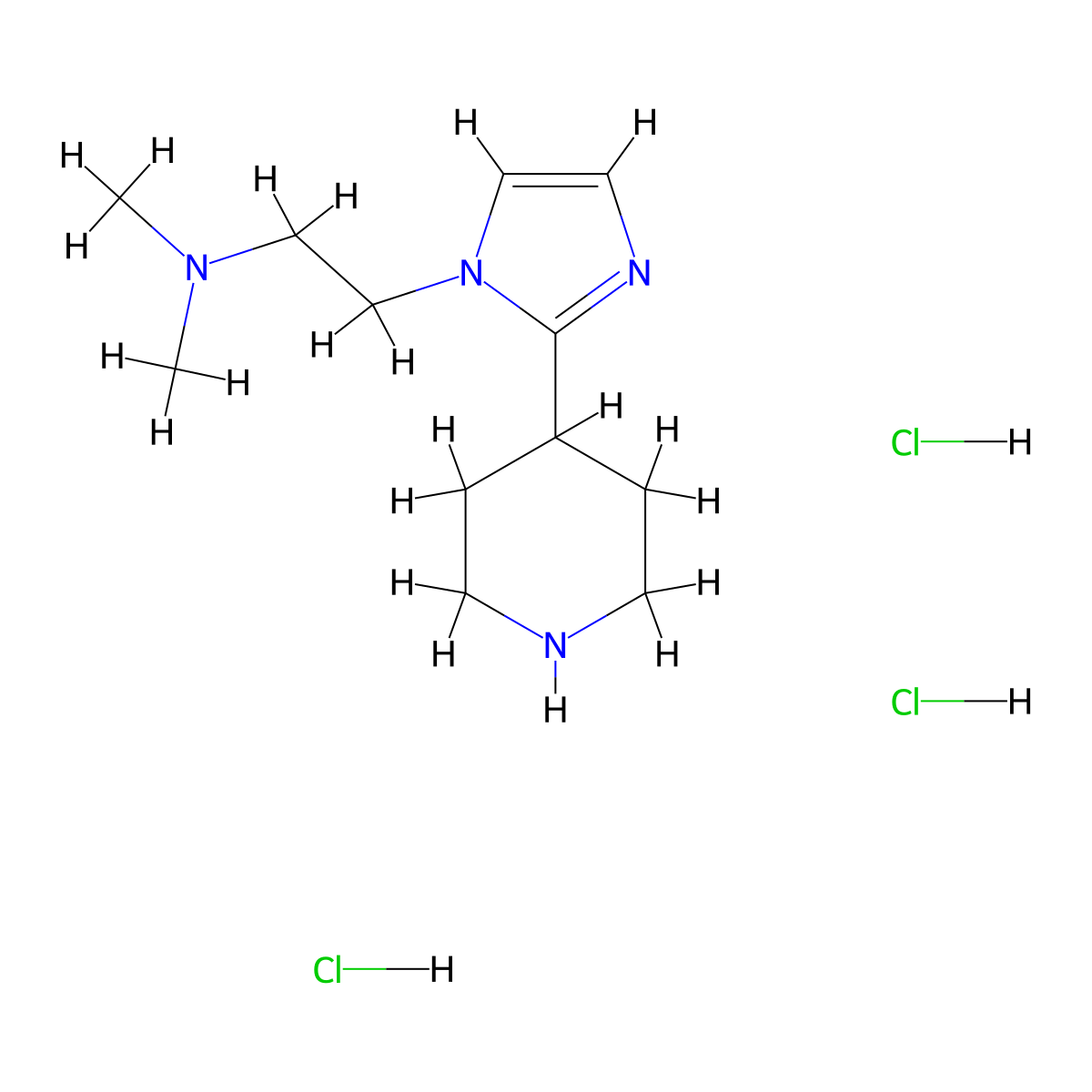 N,N-dimethyl-2-(2-piperidin-4-yl-1H-imidazol-1-yl)ethanamine trihydrochloride molecular structure, CAS 1982950-73-1
