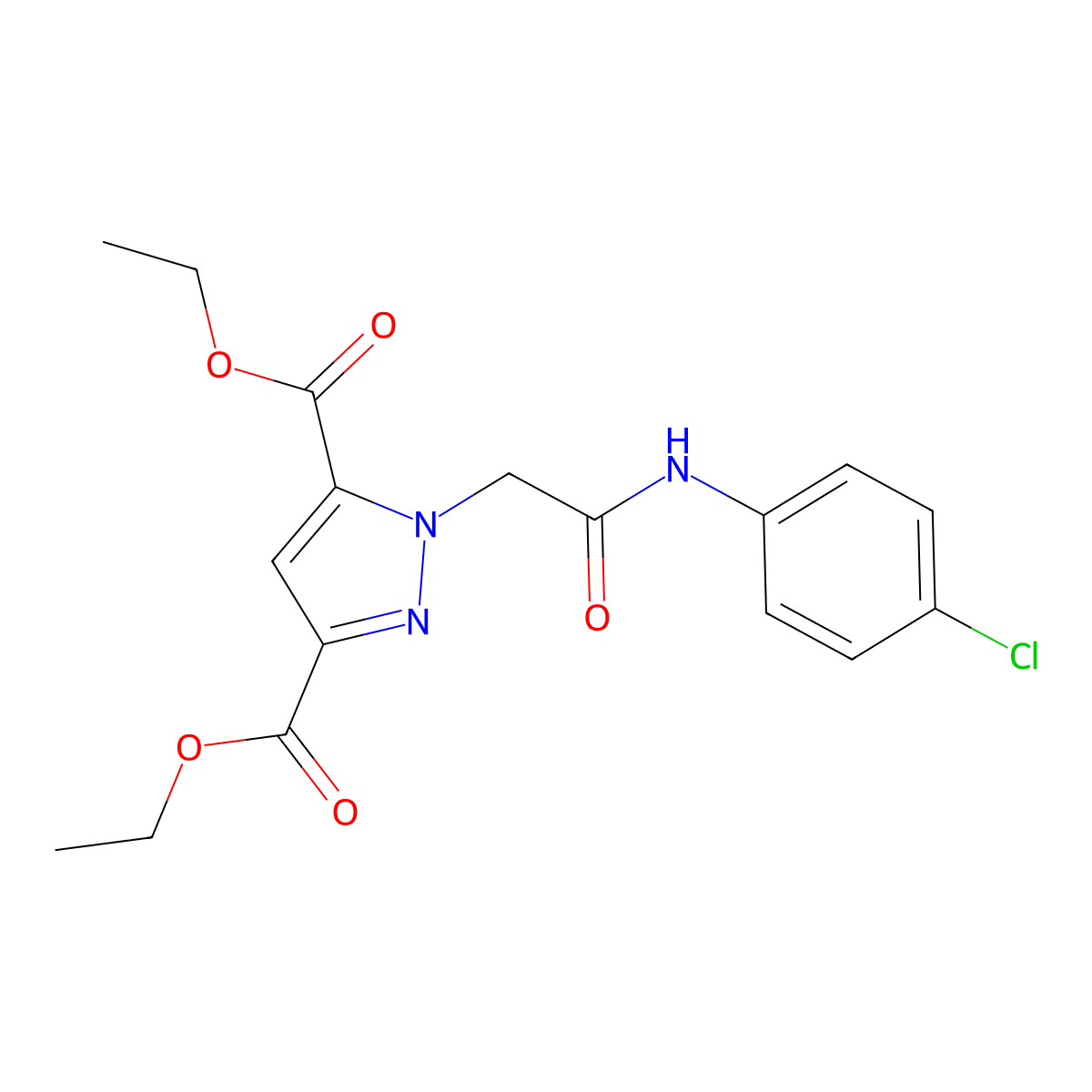 diethyl 1-{2-[(4-chlorophenyl)amino]-2-oxoethyl}-1H-pyrazole-3,5-dicarboxylate molecular structure, CAS 1982951-14-3