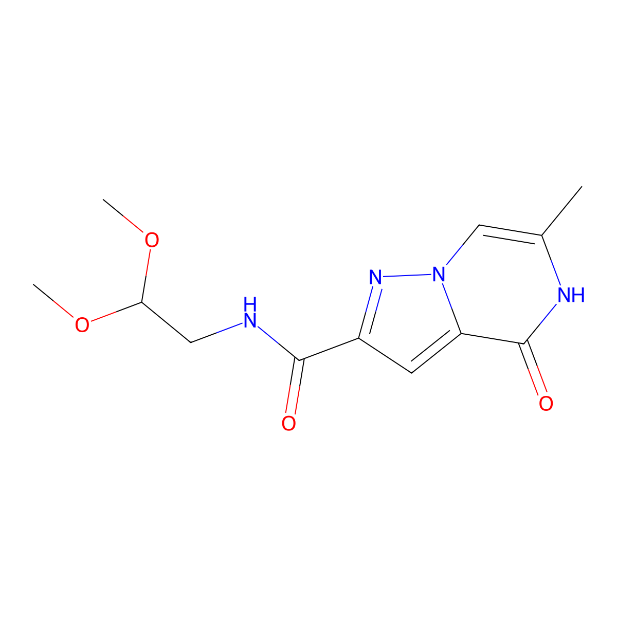 N-(2,2-dimethoxyethyl)-6-methyl-4-oxo-4,5-dihydropyrazolo[1,5-a]pyrazine-2-carboxamide molecular structure, CAS 1982951-18-7