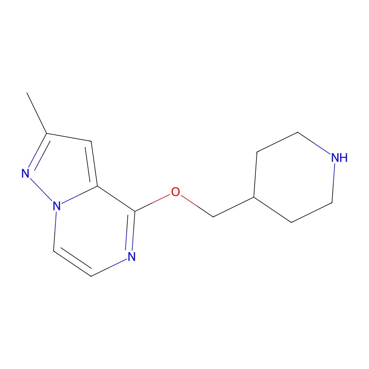 4-[({2-Methylpyrazolo[1,5-a]pyrazin-4-yl}oxy)methyl]piperidine molecular structure, CAS 1982984-21-3