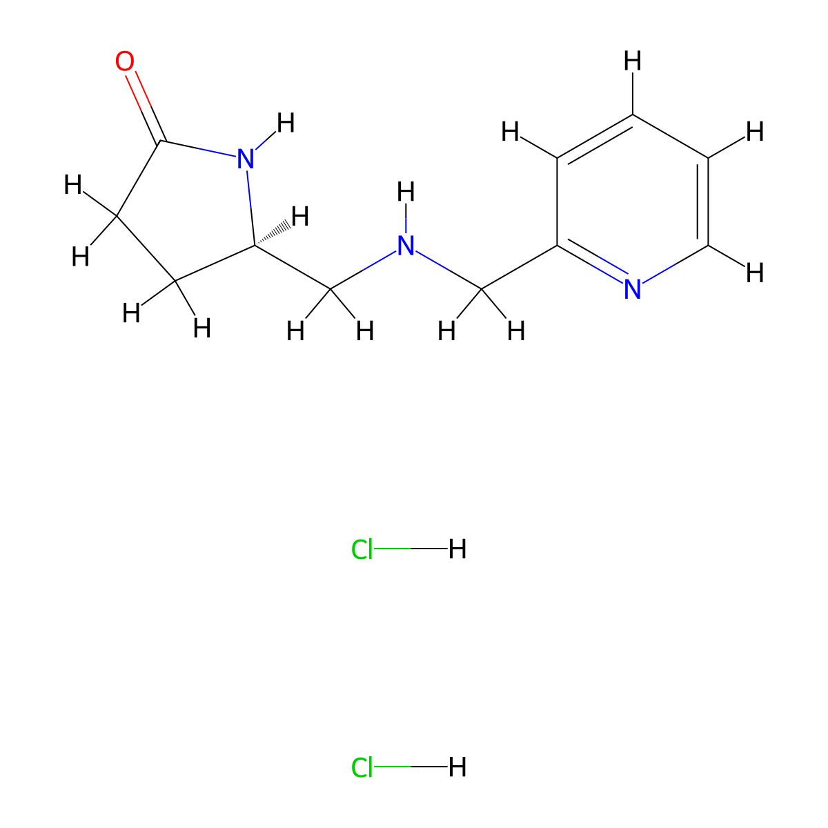 (5R)-5-[(2-pyridylmethylamino)methyl]pyrrolidin-2-one;dihydrochloride molecular structure, CAS 1982987-83-6