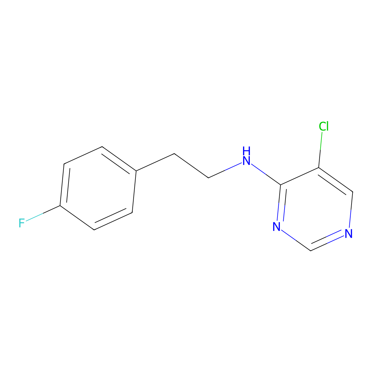 5-chloro-N-[2-(4-fluorophenyl)ethyl]pyrimidin-4-amine molecular structure, CAS 1983070-68-3