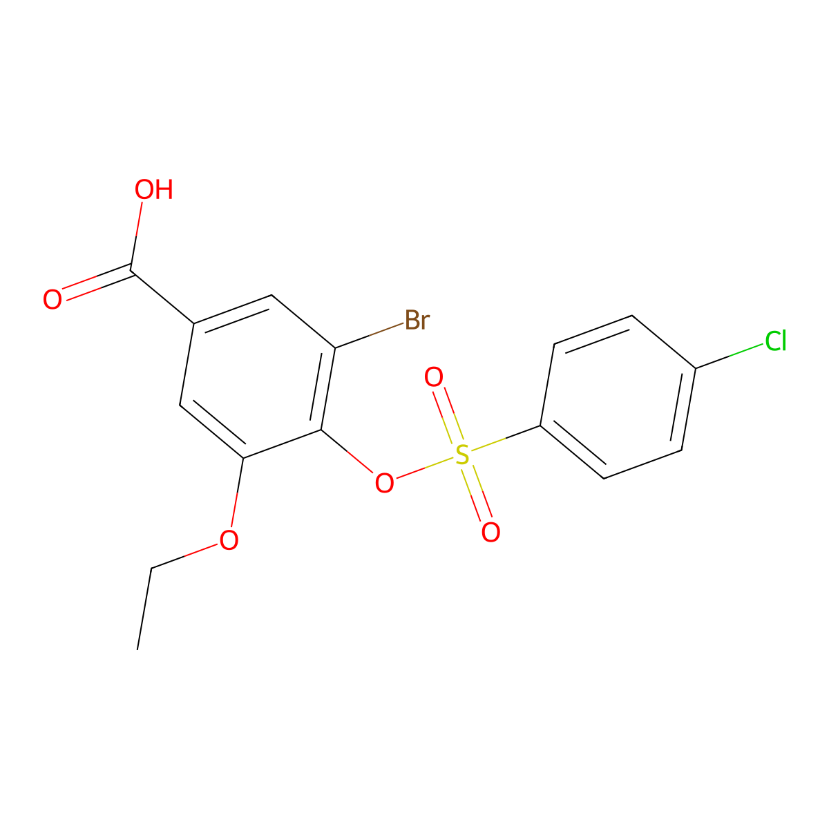 3-Bromo-4-{[(4-chlorophenyl)sulfonyl]oxy}-5-ethoxybenzoic acid molecular structure, CAS 1983086-15-2