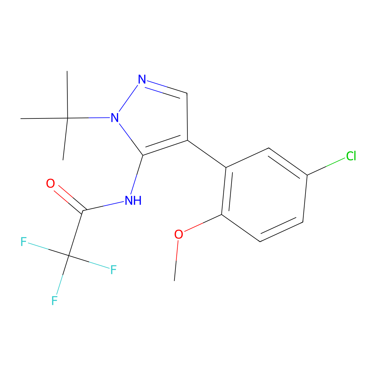 N-(1-(Tert-butyl)-4-(5-chloro-2-methoxyphenyl)-1H-pyrazol-5-YL)-2,2,2-trifluoroacetamide molecular structure, CAS 1983181-03-8
