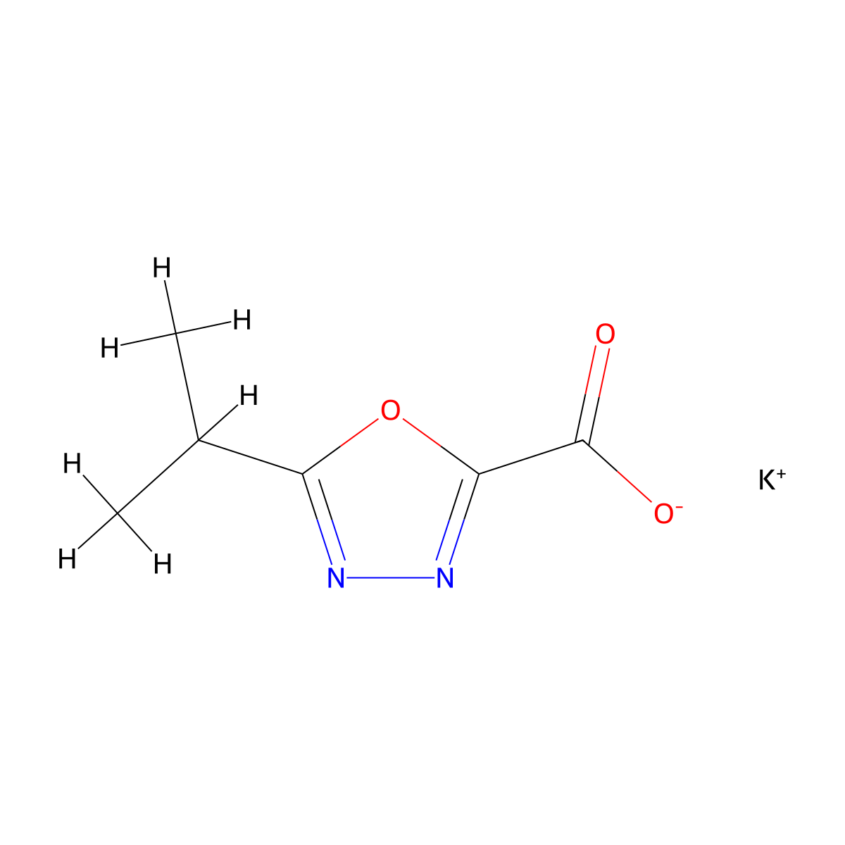 Potassium 5-(propan-2-yl)-1,3,4-oxadiazole-2-carboxylate molecular structure, CAS 1983185-44-9